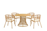 ZUN Outdoor dining simple bamboo chair table , PE ratten round table 110CM plastic wood top 40904521