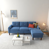 Convertible Combination Sofa Sofa L-Shaped Sofa with Storage Cabinet Footstool, Living Room Navy W2012126503
