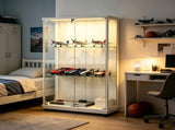 () 2-Door 3-Tier Display Cabinet with Top LED Lighting Storage Cabinet with 01255946