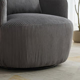 34.25 "Wide Upholstered Corduroy 360&deg Swivel Barrel Soft Accent Chair with Pillow, Circular Reading W3118P253972