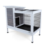 ZUN Two-Tier Wooden Rabbit Cage Outdoor Indoor for Small Animals with Runway and Leak-Proof Plastic W142763539