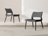 Modern minimalist grey PU leather Dining Chairs Set of 2, comfortable backrest design, metal leg W1727P251123