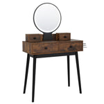 ZUN Vanity Set with Touch Screen Lighted Mirror, Makeup Table with Cushioned Stool, 4 Drawers, Rustic 43837694