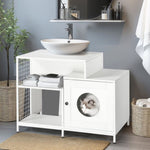 ZUN Cat litter box enclosure for bathroom, Hidden Litter Pet Washroom with Divider, Indoor Cat House for W1687P251061