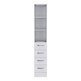 Vanguard Linen Cabinet, Three Shelves, Four Drawers -White B20091995