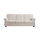 Soft Velvet Sofa, Upholstered 3 Seater Couch with High-Density Foam, Loose Back Cushions and Solid B2735P292318