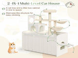 50.6" Cat Tree with Litter Box Enclosure, 5Cat Tower with Sisal Scratching Post and Storage Space, N704P443505K