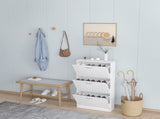 Shoe Cabinet for Entryway, White Narrow Shoe Storage Cabinet Flip Down Shoe Rack Wood 3 Tier Shoe 58259899