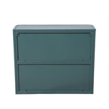 Army Green Wall-Mounted Bathroom Cabinet with Mirror, 2 Mirrored Doors & Open Shelf, Farmhouse Metal W3122P272875