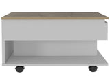 White and Light Oak 1-Drawer 1-Shelf Lift Top Coffee Table B06280372