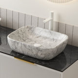 19'' Bathroom Ceramic Sink without Cabinet, Volakas White Marble W2615P303715
