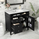 36'' Bathroom Vanity with Top Sink, Modern Bathroom Storage Cabinet with 2 Drawers and a Tip-out N710P230246B