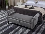 Aijia 63" Velvet Multifunctional Storage Rectangular Sofa Stool Buttons Tufted Nailhead Trimmed W111749317