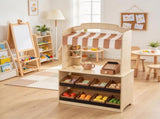 Wooden Grocery Store Playset, Pretend Play Supermarket with Cash Register, Play Food & Chalkboard 85822904