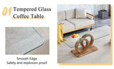 Modern Style Glass Top MDF Coffee Table with Natural Wood Color Base - Suitable for Living Rooms and W3226P279048