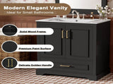 30" Bathroom Vanity with Sink, MDF and Solid Wood Frame, 1 Divider Drawer and 2 Soft-close Doors N729P321376B