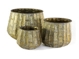 Set of 3 Metal Planter Distressed, L12x12x14" M9x9x11.5" S6.3x6.3x8.7" W2078P499531