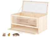 Fir Wood Hamster Cage with Flip Roof, Multi-Ladder Activity Areas for Guinea Pigs Hedgehogs 89026403