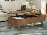 3 in 1 Lift Top Coffee Table, Fluted Convertible Coffee Tables Converts to Dining Tables, Modern W2641P422965