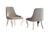 Set of 2 Velvet Upholstered Side Chairs, Grey and Chrome B016P225431