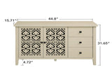 Hollowed-out Cabinet with 2 Door 3 Drawers, American Furniture, Suitable for Bedroom, Living Room, W688P223034