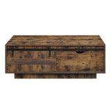 ZUN ACME Bellarosa COFFEE TABLE Rustic Oak Finish LV01442