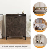 Shoe Cabinet with 2 Flip Drawers& Open Shelves,Modern Entryway Shoe Storage Cabinet, SlimNarrow W679P154753