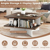 2-Tier Living Room Coffee Table - Square Design with 4 Storage Compartments 48928251