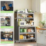 64" Kitchen Pantry Storage Cabinet, 5 Tier Metal Storage Cabinet with Wheels, Transparent Flap Door W3204P300624