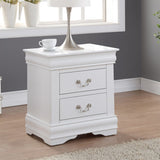 Solid Pine Nightstand with 2 Drawers in White Finish B016P253276