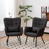 Leather Armchair, Modern Accent Chair High Back, Living Room Chairs with Metal Legs and Soft Padded, W2105P171823