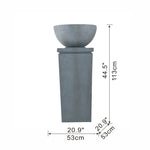 ZUN 44.5" Polyresin Gray Zen Bowl Water Fountain, Outdoor Bird Feeder /Bath Fountains, Relaxing Water W2078125236