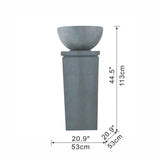 ZUN 44.5" Polyresin Gray Zen Bowl Water Fountain, Outdoor Bird Feeder /Bath Fountains, Relaxing Water W2078125236