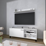 FM FURNITURE Bitter Springs Tv Stand 65" in melamine with Open Storage,pneumatic arms and 1 Door, B128P301381