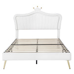 ZUN Queen Size Upholstered Bed Frame with LED Lights,Modern Upholstered Princess Bed With Crown WF307963AAK