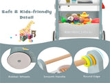6-in-1 Wooden Baby Stroller with Play Kitchen-Blue 92136286