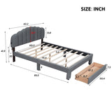 Teddy Fleece Queen Size Upholstered Platform Bed with Drawer, Gray WF309187AAE
