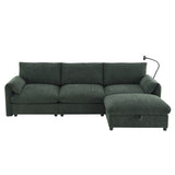 96.5'' Chenille Sectional Sofa with Storage Ottoman and Pockets,Adjustable Phone Holder,Wide,4 62355907