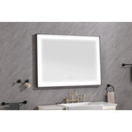 ZUN 48x36 Inch LED Frontlit Bathroom Mirror with Metal Frame, Wall Mounted Vanity Mirror with Smart 53785402