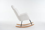 055-Teddy Fabric Upholstered Nursery Rocking Glider Chair Modern Accent Armchair Padded Seat with W527P228306