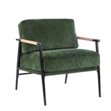 27.56" Modern Accent Chair with Plush Cushions, Minimalist Metal Frame, and Wooden Armrest Design N767P215306G
