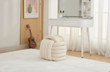 060-Chenille Fabric Modern Knot Design Ottoman Makeup Stool Footstool, Comfortable and Stylish Seat W527P239023