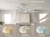 52 Inch Ultra Quiet Reversible Ceiling Fan with Light - Dimmable LED, Memory & Timer for Large Room W934P414051