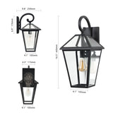 2-Pack Outdoor Wall Lanterns, Black Finish Weatherproof Wall Sconce with Clear Glass Panels, Vintage W1340P239406
