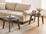 17" Square Side Table Solid Rubber Wood, Walnut Finish End Table for Living Room Bedroom 81817030