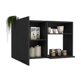 Kitchen Wall Cabinet Bussolengo, Two Shelves, Black Wengue Finish B092123128