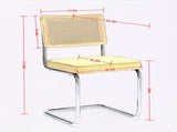 Mid Century Modern Dining Chairs Set of 2, Linen Accent Chairs with Natural Cane Back & Stainless W1143P342097