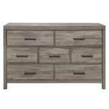 Rustic Style Bedroom Dresser of 7 Drawers Weathered Gray Finish Premium Melamine Laminate Wooden B011P146008