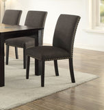 ZUN Dining Room Chairs Ash Black Polyfiber Nail heads Parson Style Set of 2 Side Chairs Dining Room B01153265