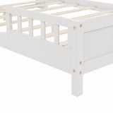 Full Pine Wood Bed with Bookcase Headboard ,LED Motion Sensor Light, Bed Guardrails,White W504P277600